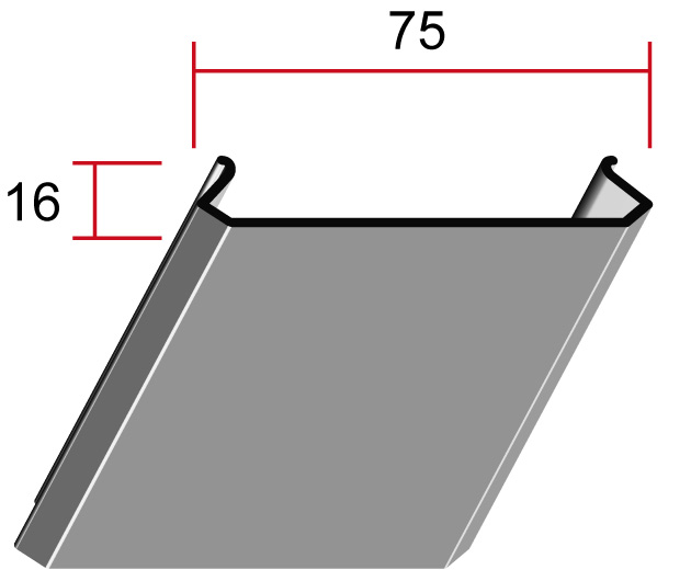 Потолочная панель 75C, 75*16 мм, длина до 6 м